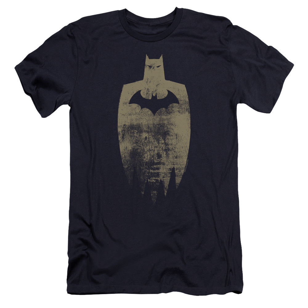 Batman Gold Silhouete Premium Bella Canvas Slim Fit Mens T Shirt Navy Blue