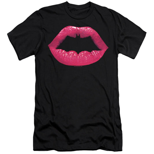 Batman Bat Kiss Slim Fit Mens T Shirt Black
