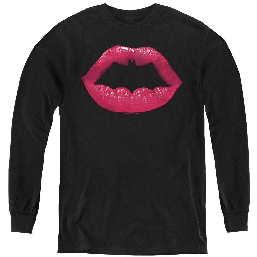 Batman Bat Kiss Long Sleeve Kids Youth T Shirt Black