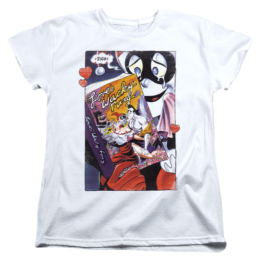 Batman Loves Wacky Fury Womens T Shirt White Style001