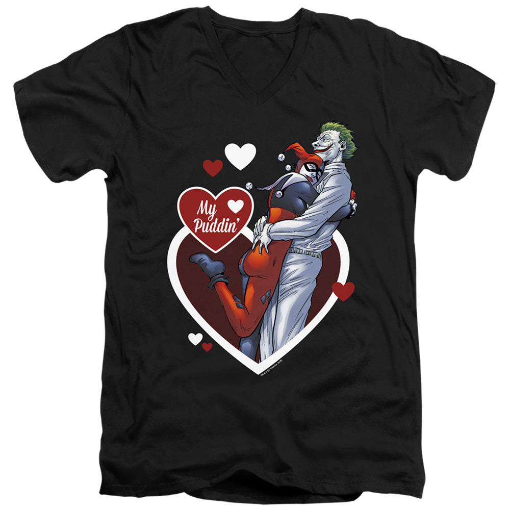 Batman My Puddin Mens Slim Fit V Neck T Shirt Black