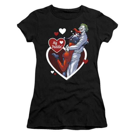 Batman My Puddin Junior Sheer Cap Sleeve Womens T Shirt Black