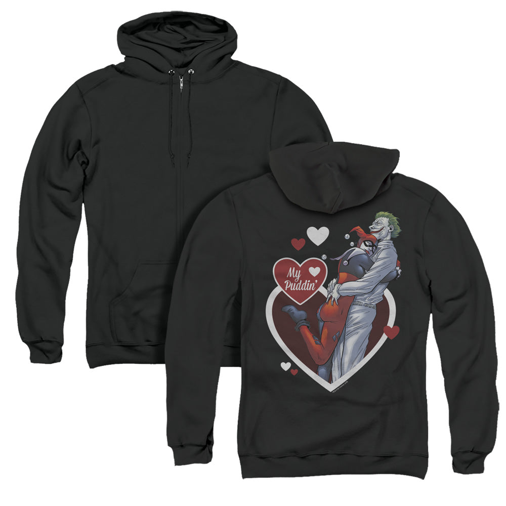 Batman My Puddin Back Print Mens Zipper Hoodie Black