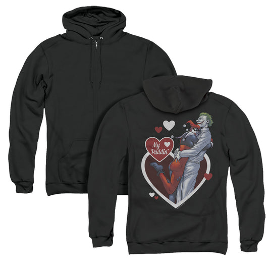 Batman My Puddin Back Print Mens Zipper Hoodie Black