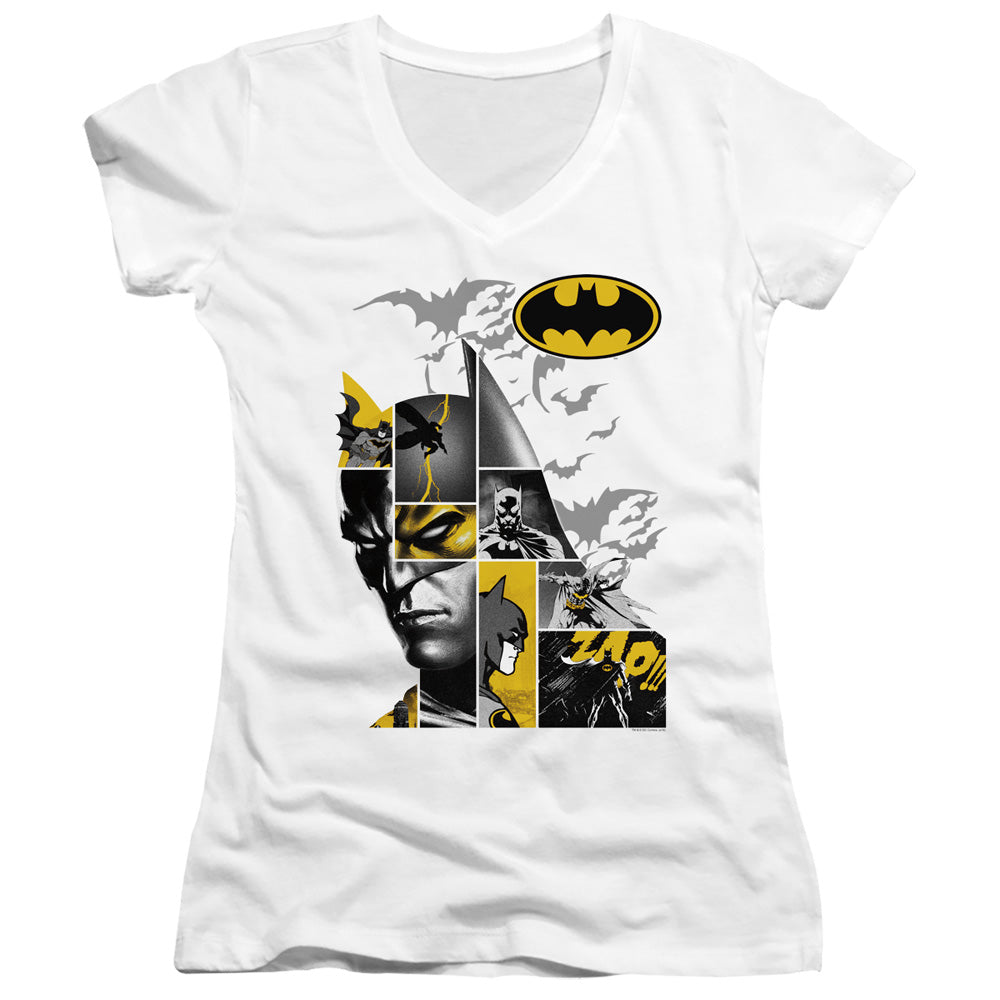 Batman Long Live Junior Sheer Cap Sleeve V Neck Womens T Shirt White