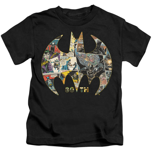 Batman 80th Shield Juvenile Kids Youth T Shirt Black