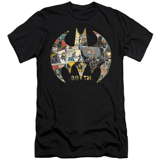 Batman 80th Shield Premium Bella Canvas Slim Fit Mens T Shirt Black