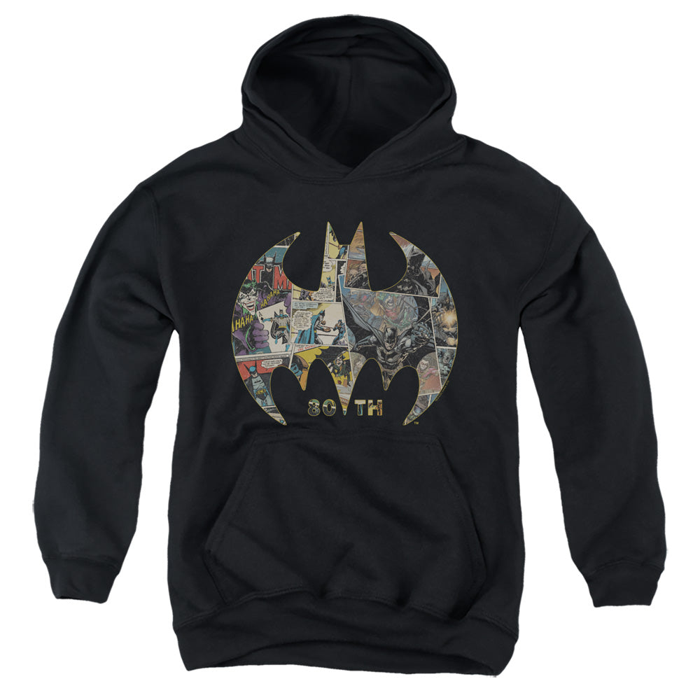 Batman 80th Shield Kids Youth Hoodie Black
