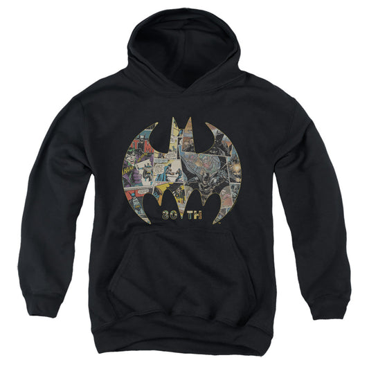 Batman 80th Shield Kids Youth Hoodie Black