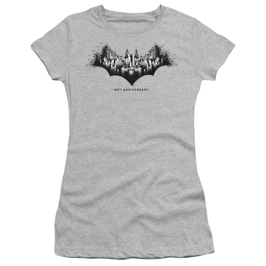 Batman Gotham Shield Junior Sheer Cap Sleeve Womens T Shirt Athletic Heather