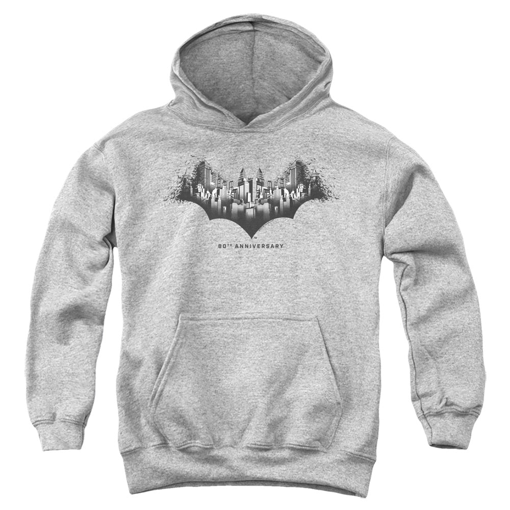 Batman Gotham Shield Kids Youth Hoodie Athletic Heather