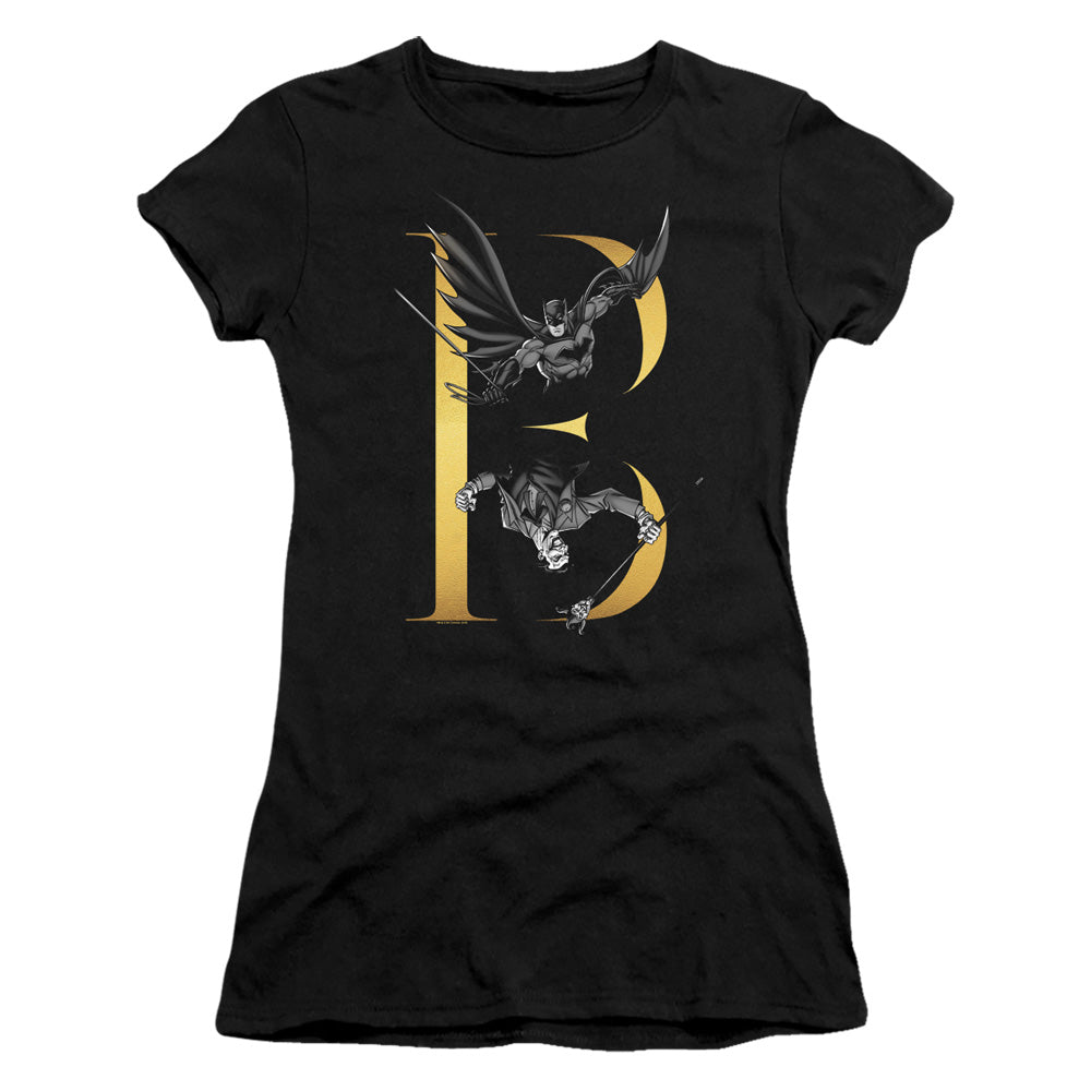 Batman B Junior Sheer Cap Sleeve Womens T Shirt Black