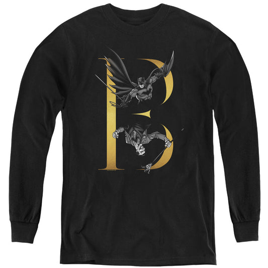 Batman B Long Sleeve Kids Youth T Shirt Black Style001