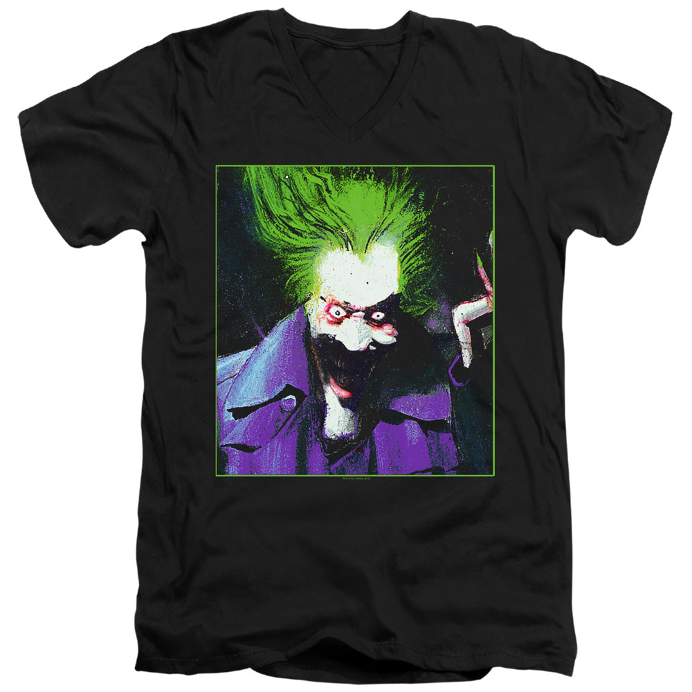 Batman Arkham Asylum Joker Mens Slim Fit V Neck T Shirt Black