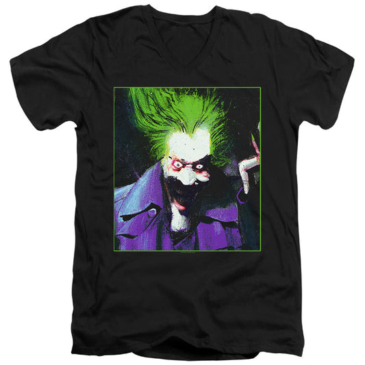 Batman Arkham Asylum Joker Mens Slim Fit V Neck T Shirt Black