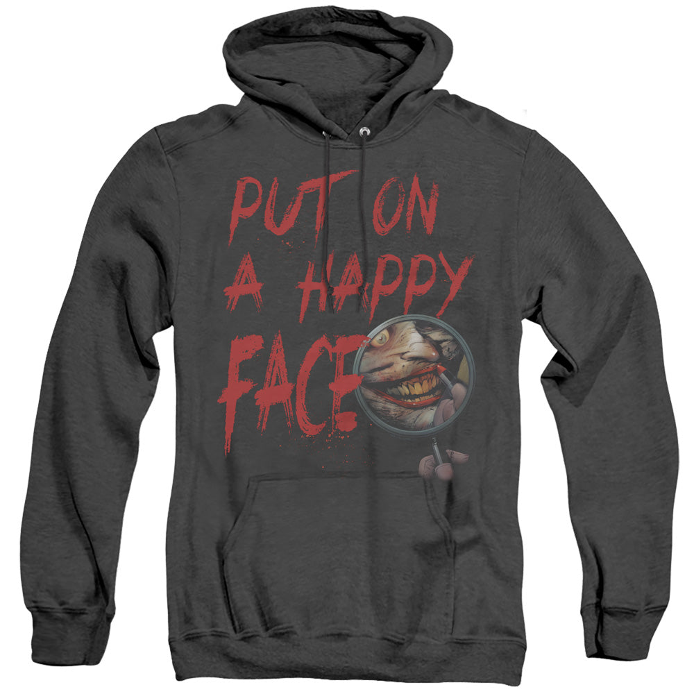 Batman Happy Face Heather Mens Hoodie Black