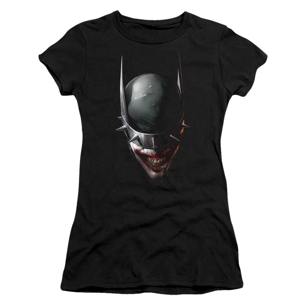 Batman Batman Who Laughs Head Junior Sheer Cap Sleeve Womens T Shirt Black