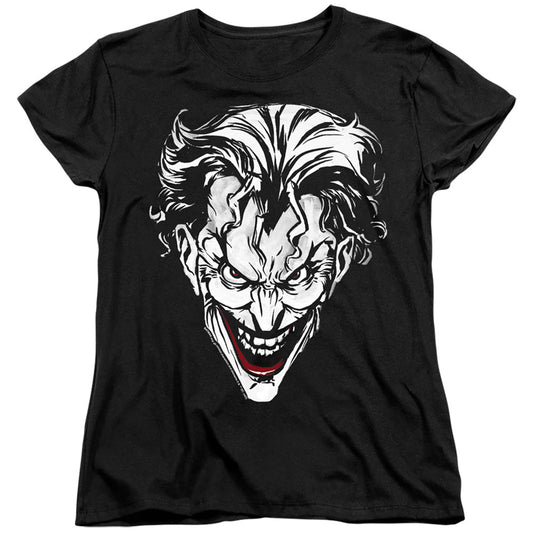 Batman Joker Red On Black Womens T Shirt Black