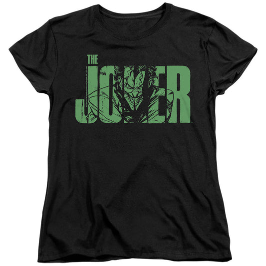 Batman Joker Text On Black Womens T Shirt Black
