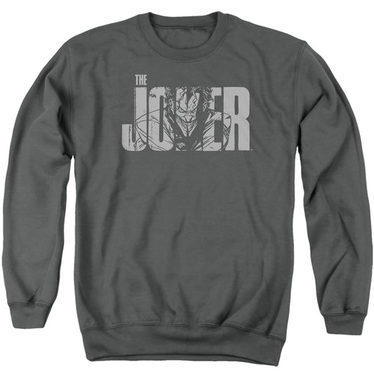 Batman Joker Text On Gray Mens Crewneck Sweatshirt Charcoal