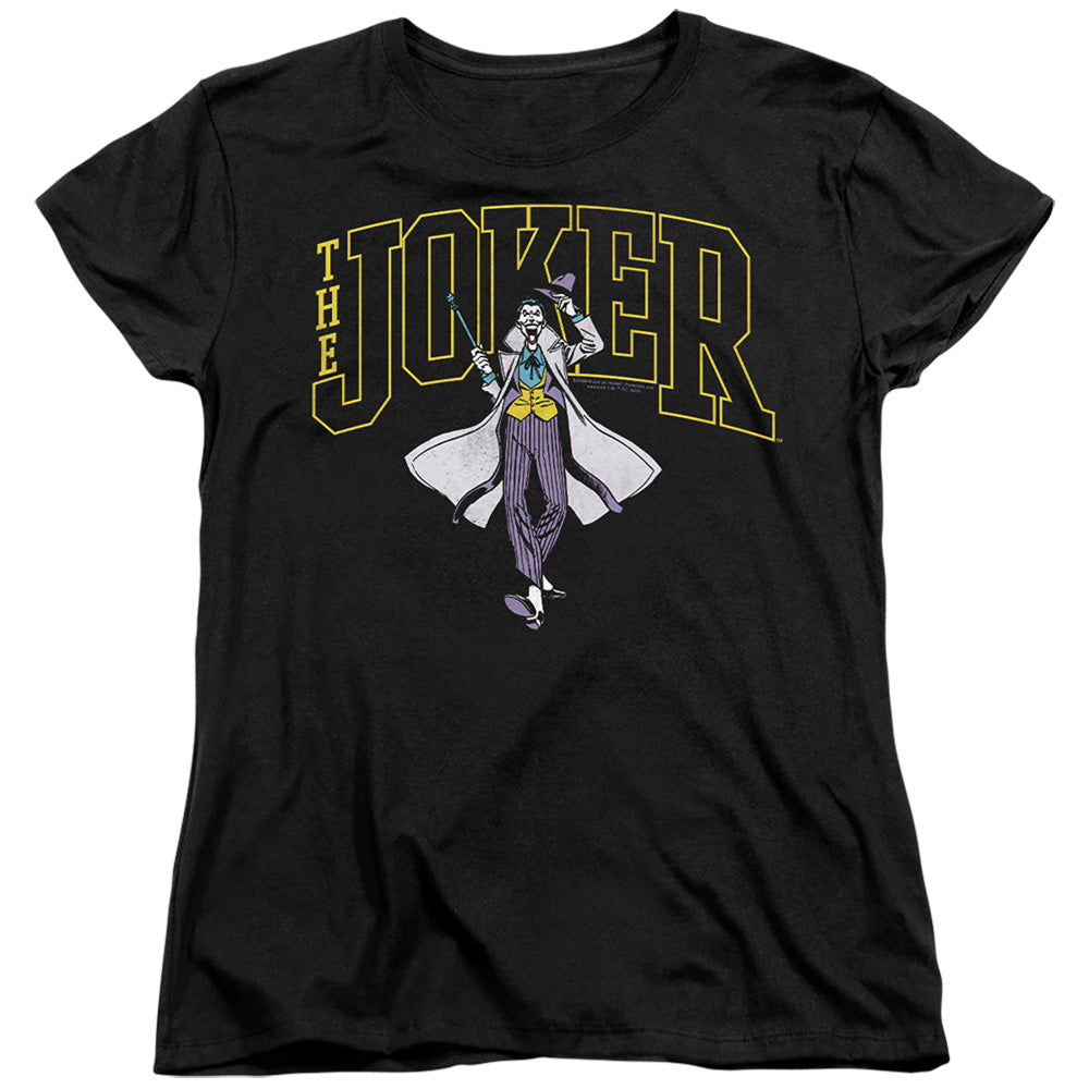 Batman Joker Varsity On Black Womens T Shirt Black