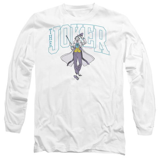 Batman Joker Varsity On White Mens Long Sleeve Shirt White