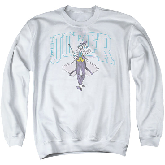 Batman Joker Varsity On White Mens Crewneck Sweatshirt White