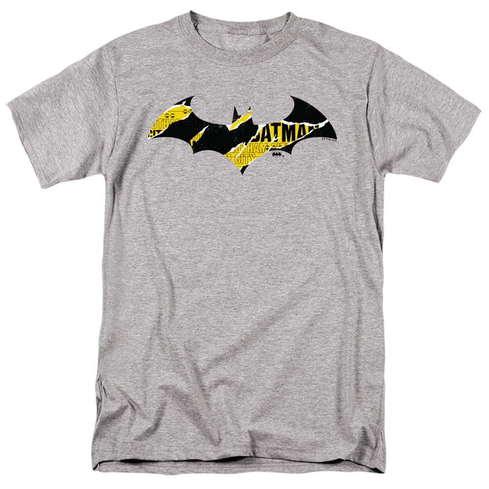 Batman Batman Torn Gotham Logo Mens T Shirt Athletic Heather