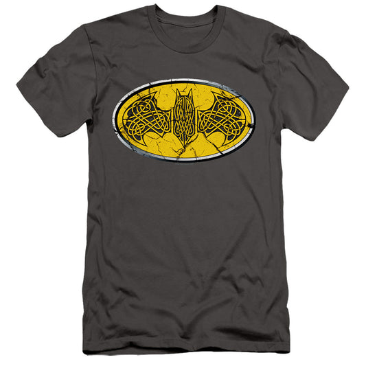 Batman Celtic Shield Slim Fit Mens T Shirt Charcoal