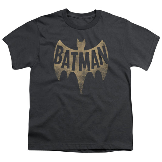 Batman Classic Tv Vintage Logo Kids Youth T Shirt Charcoal