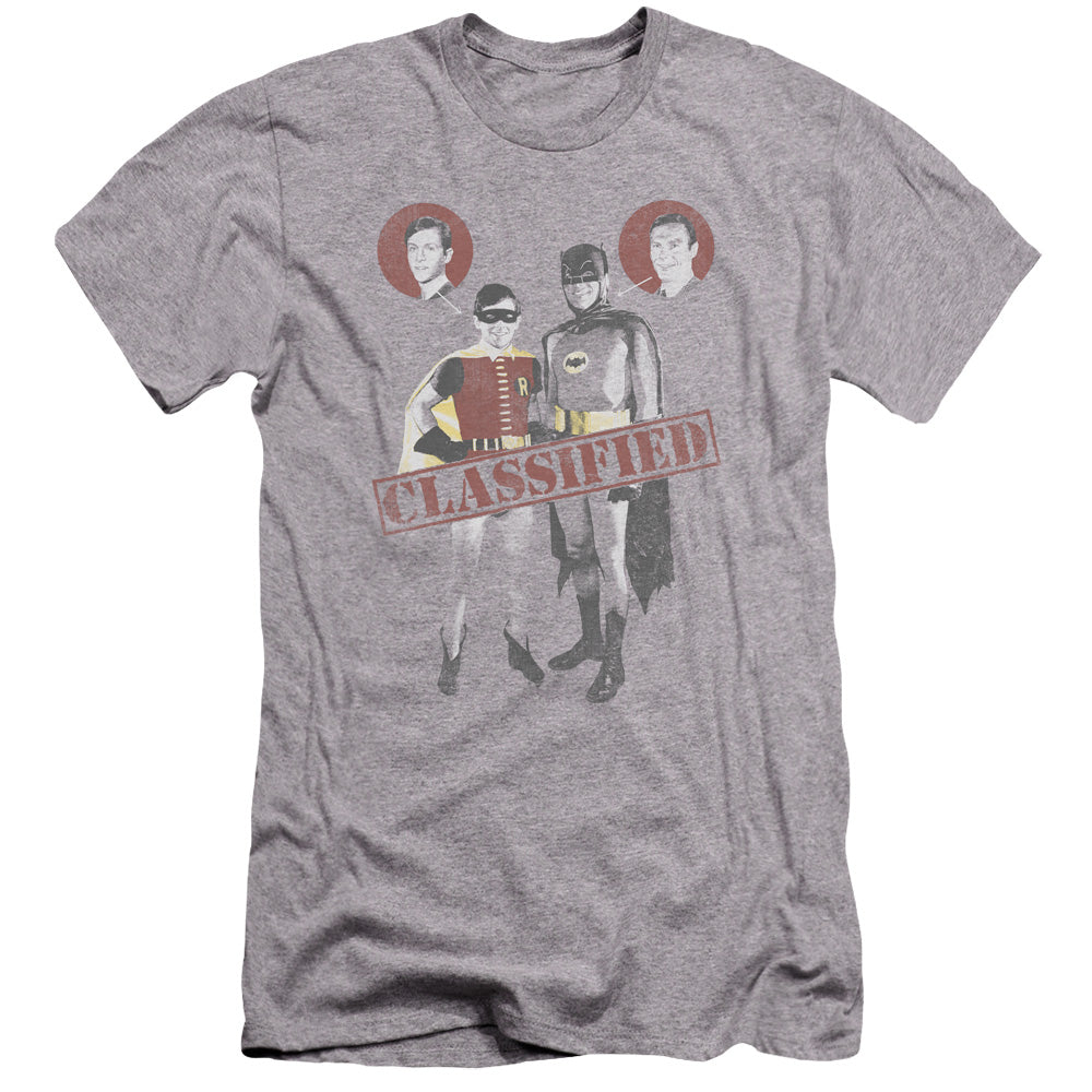 Batman Classic Tv Classified Premium Bella Canvas Slim Fit Mens T Shirt Athletic Heather