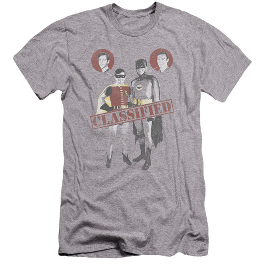 Batman Classic Tv Classified Premium Bella Canvas Slim Fit Mens T Shirt Athletic Heather