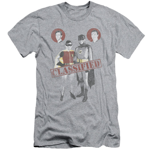 Batman Classic Tv Classified Slim Fit Mens T Shirt Athletic Heather