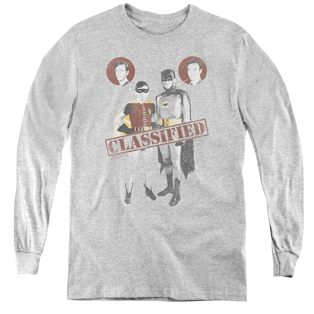 Batman Classic Tv Classified Long Sleeve Kids Youth T Shirt Athletic Heather