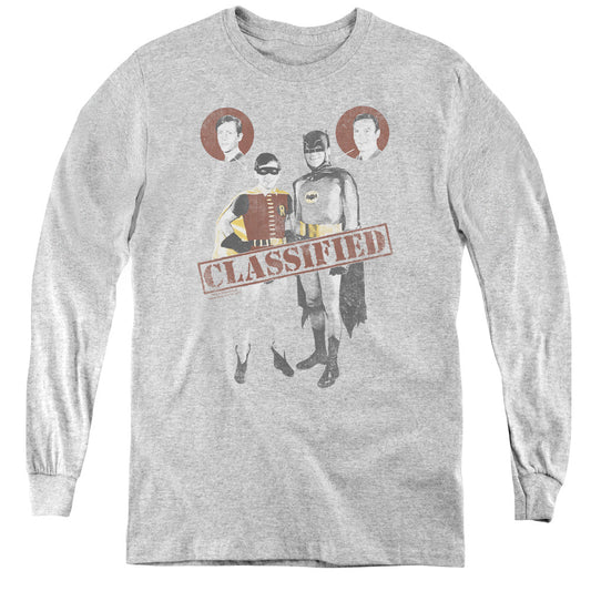 Batman Classic Tv Classified Long Sleeve Kids Youth T Shirt Athletic Heather
