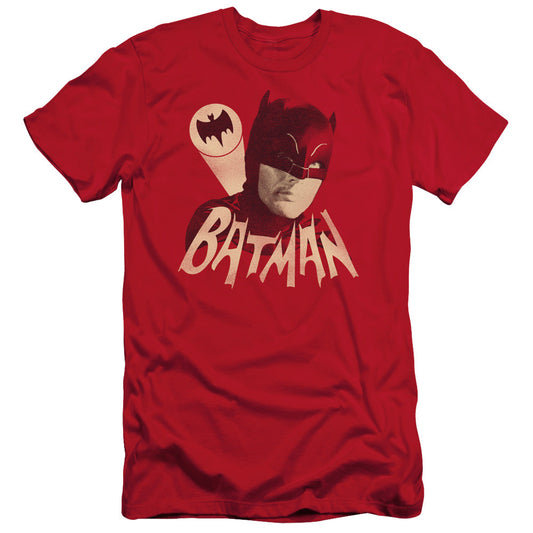 Batman Classic Tv Bat Signal Slim Fit Mens T Shirt Red