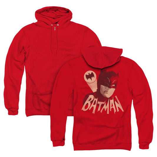 Batman Classic Tv Bat Signal Back Print Zipper Mens Hoodie Red
