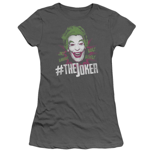 Batman Classic Tv #joker Junior Sheer Cap Sleeve Womens T Shirt Charcoal