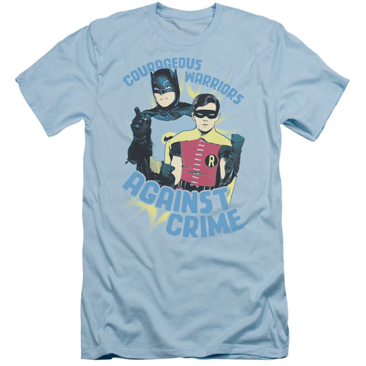 Batman Classic Tv Courageous Warriors Slim Fit Mens T Shirt Light Blue