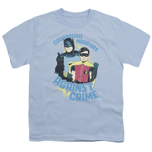 Batman Classic Tv Courageous Warriors Kids Youth T Shirt Light Blue