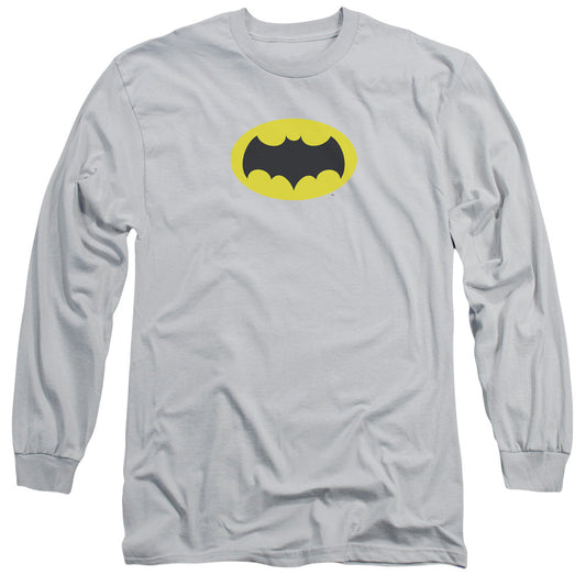 Batman Classic Tv Chest Logo Mens Long Sleeve Shirt Silver