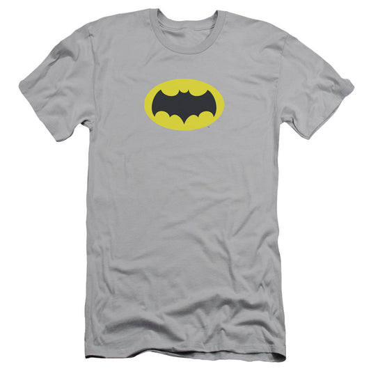 Batman Classic Tv Chest Logo Slim Fit Mens T Shirt Silver