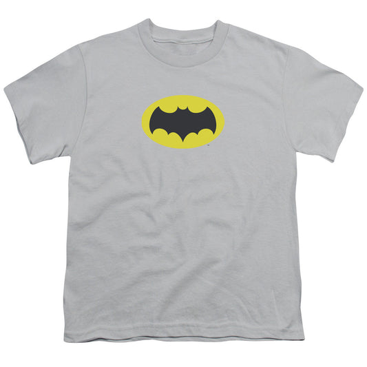 Batman Classic Tv Chest Logo Kids Youth T Shirt Silver