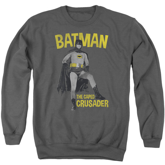 Batman Classic Tv Caped Crusader Mens Crewneck Sweatshirt Charcoal Style001