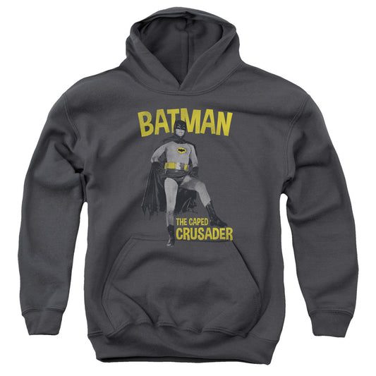 Batman Classic Tv Caped Crusader Kids Youth Hoodie Charcoal
