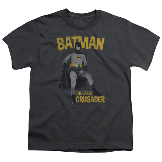 Batman Classic Tv Caped Crusader Kids Youth T Shirt Charcoal