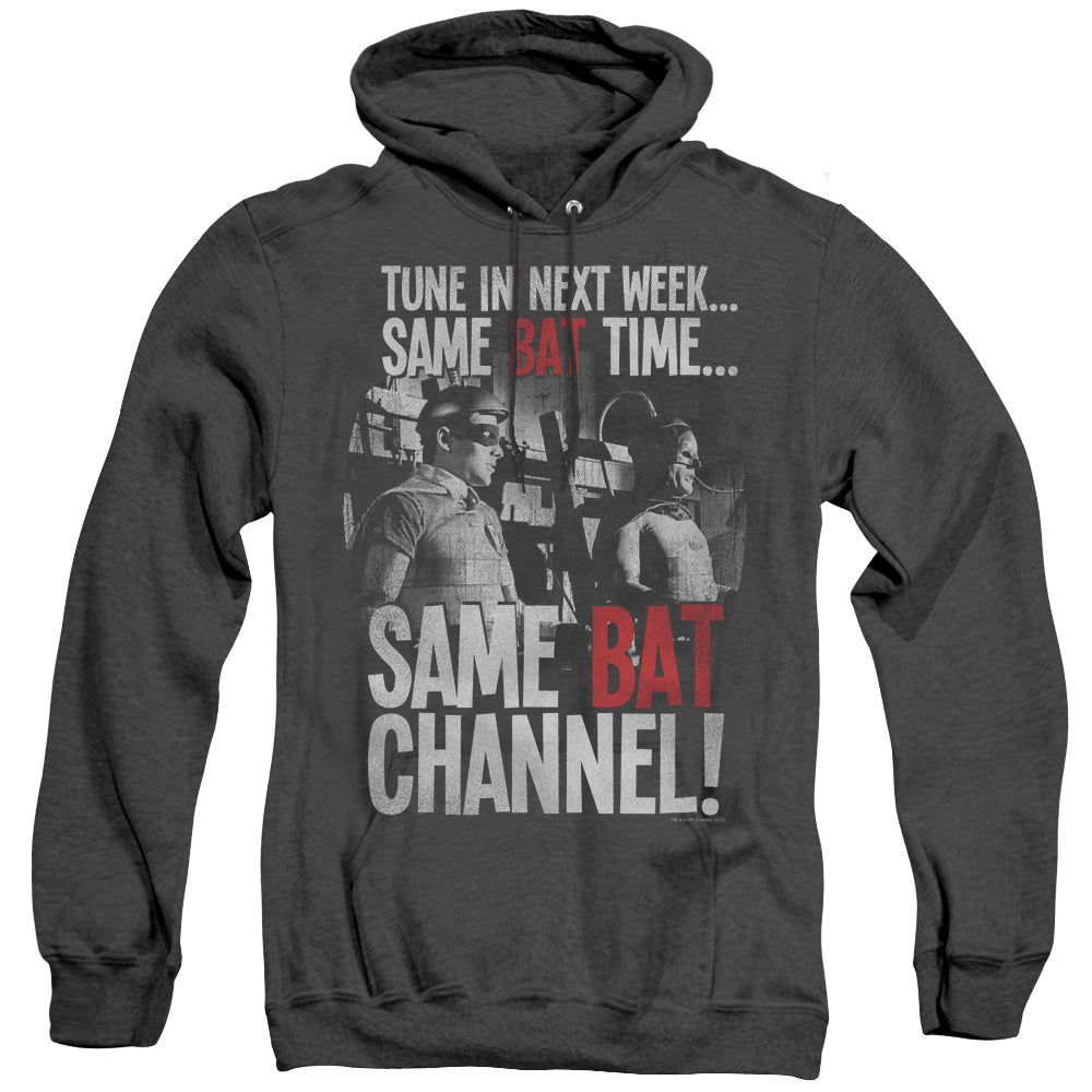 Batman Classic Tv Bat Channel Heather Mens Hoodie Black