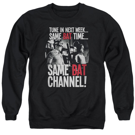 Batman Classic Tv Bat Channel Mens Crewneck Sweatshirt Black