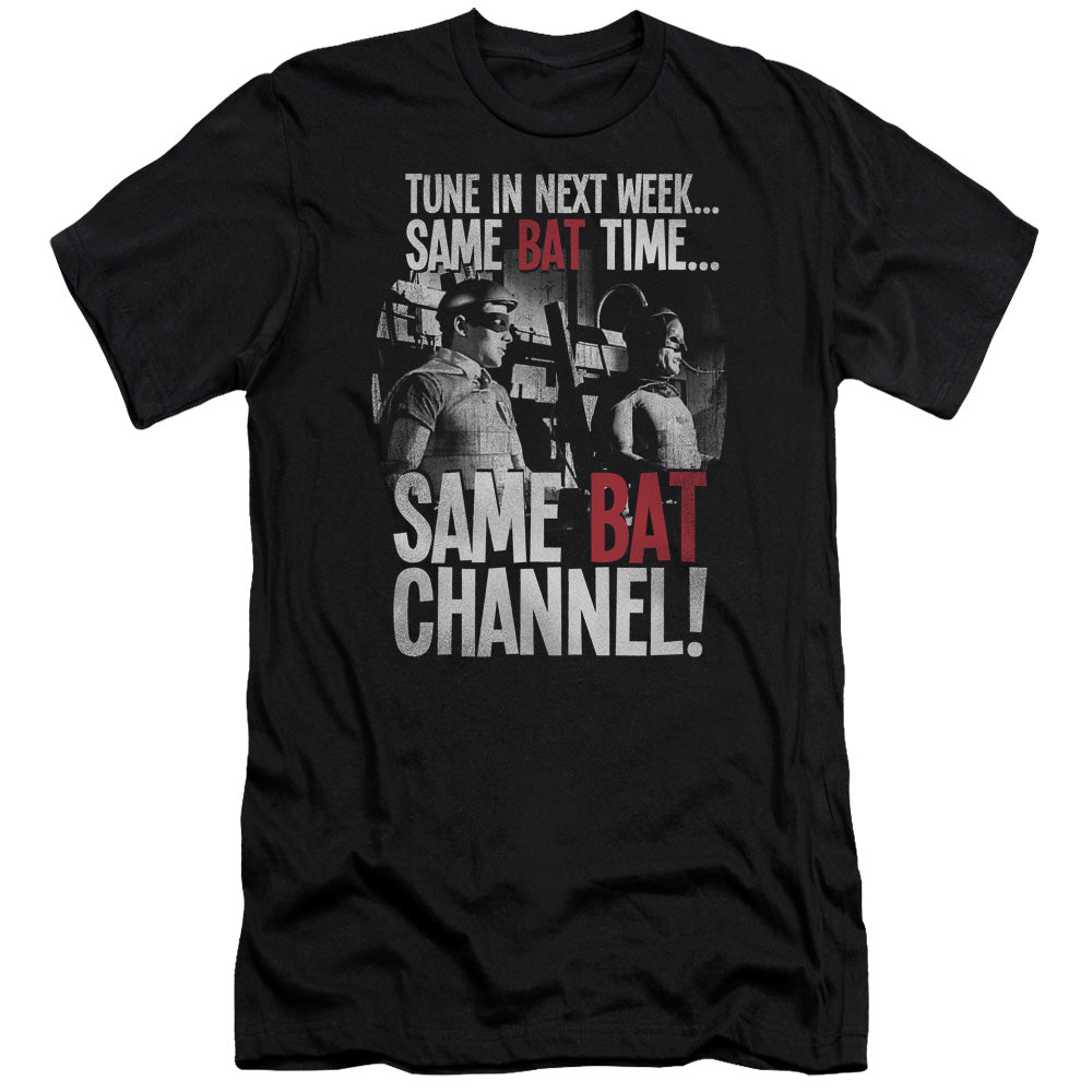 Batman Classic Tv Bat Channel Slim Fit Mens T Shirt Black