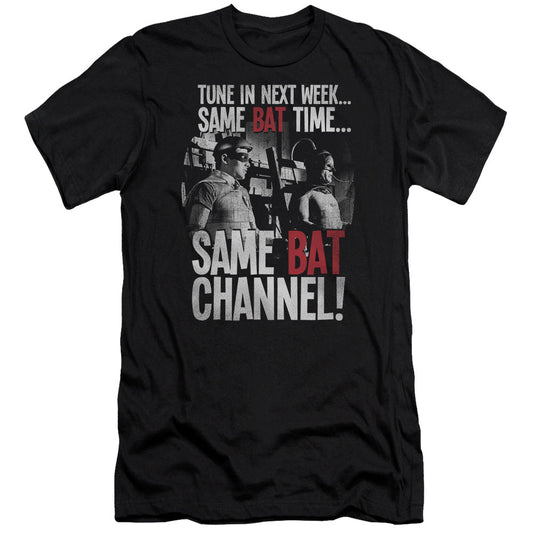 Batman Classic Tv Bat Channel Slim Fit Mens T Shirt Black